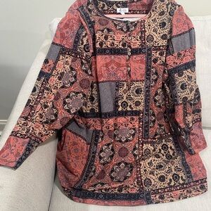 Denim&Co Multicolor Patchwork Top